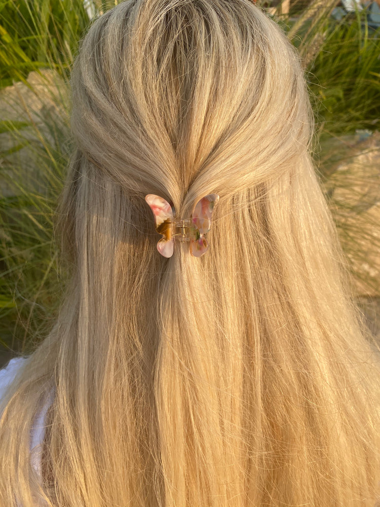 
                  
                    Load image into Gallery viewer, Mini Butterfly Hair Clip in Summer Garden
                  
                